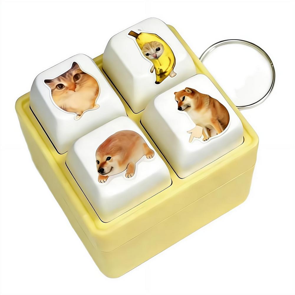 4-Key Voice button keychain Plastic decompression toys Decompression vocal ornament For Birthday Party Gifts