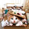 Милые домашние кошки, 3D-печатный комплект постельного белья, домашний декор, покрывало из полиэстера с животными, мягкое милое пододеяльник с наволочкой