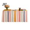 Pleated Table Skirting Pencil Pattern Skirt for Teacher Desk, Rectangle Tablecover with Hook Hospitality Loop Setup, Classroom Back to School Supplies