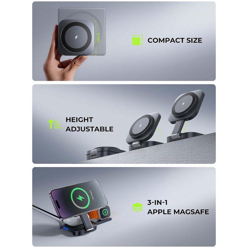 Складная магнитная беспроводная зарядка 3 в 1 для Apple, подставка для зарядного устройства Magsafe для iPhone 15 Pro 14 13 12 iWatch Airpods 2 3, зарядное устройство