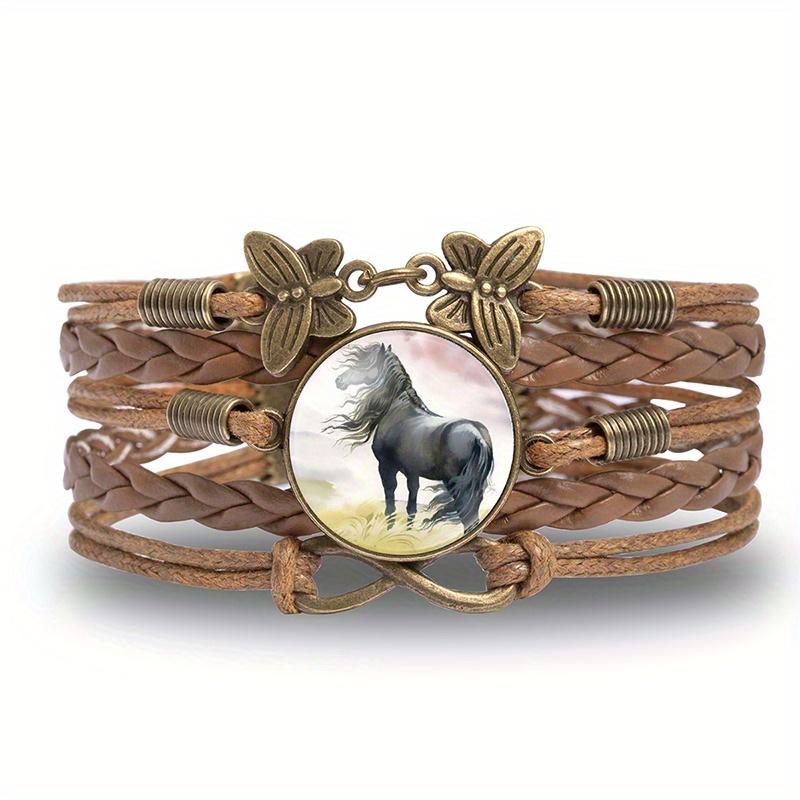 Творческий плетеный браслет из искусственной кожи в винтажном стиле для женщин