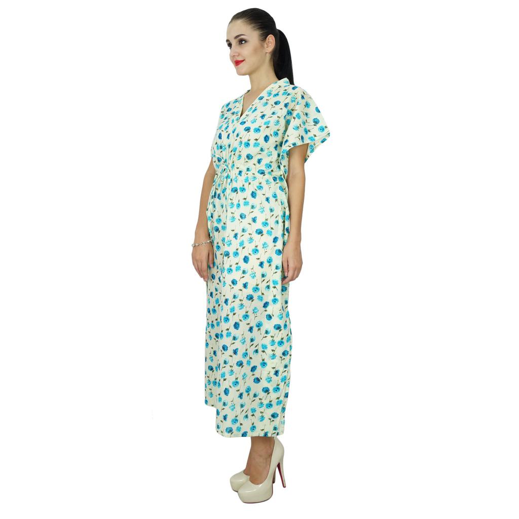 Bimba Women Long Cotton Kaftan Bohemian Nightgown Floral Maxi Caftan