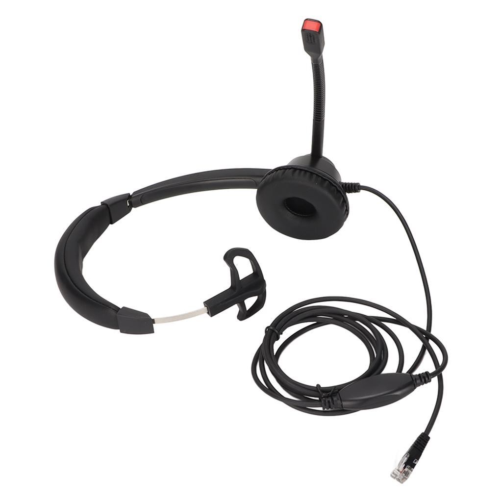 Monaural Customer Service Headset Volume Adjustment Single Sided Ear Headphone with Noise Cancelling Mic
