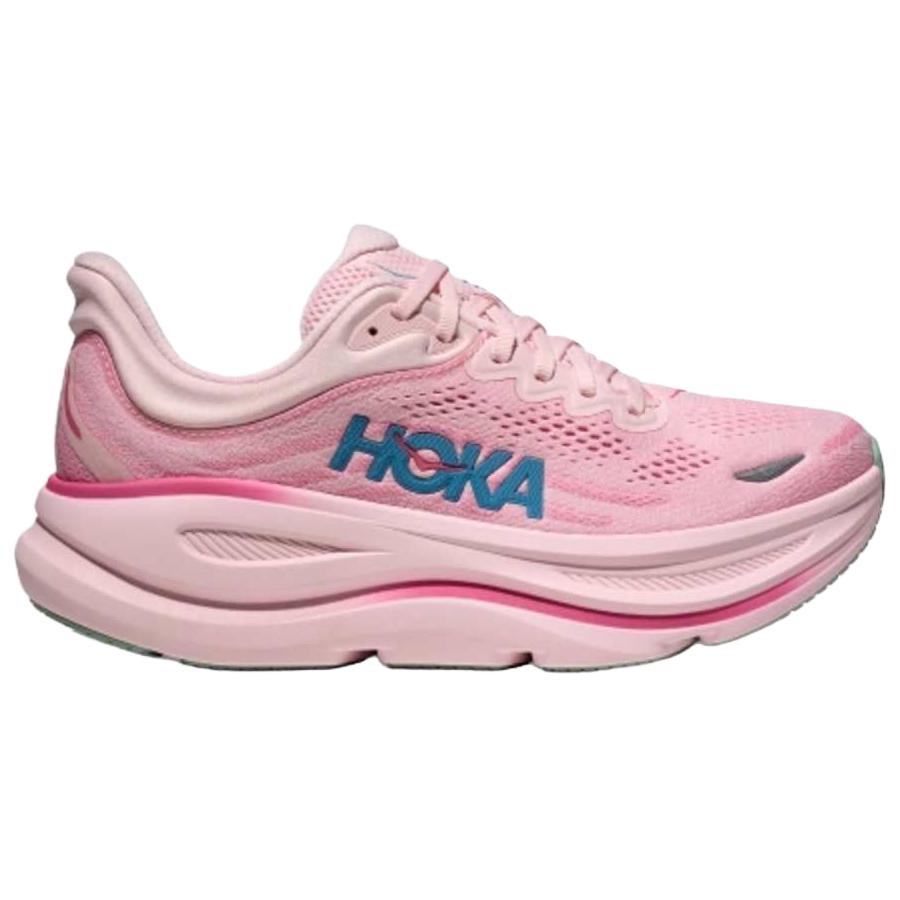 HOKA One One Bondi 9 износостойкие дышащие светоотражающие беговые кроссовки женские розово-голубые 1162012-RSTP