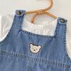 Unisex Baby Bear Denim Romper - Summer Snap Crotch Crawling Suit