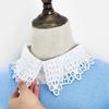 Elegant Women Hollow Out Floral Lace Fake Collar White Ladies Detachable Lapel Half Shirt Blouse Tops Female False Collars