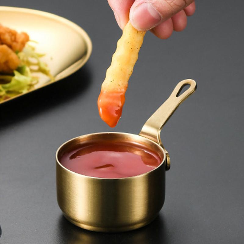 304 Нержавеющая сталь Соусник Стаканчик С Ручкой Мини Соусник Для Вечеринки Банкета Пикника Соус Приправы Чаши Главная