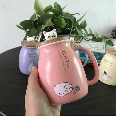 Кружка с милым котом, Высококачественная, Чашка для воды, Креативная керамическая ложка, Для офиса, Для дома, Чашка для питья воды для мужчин и женщин