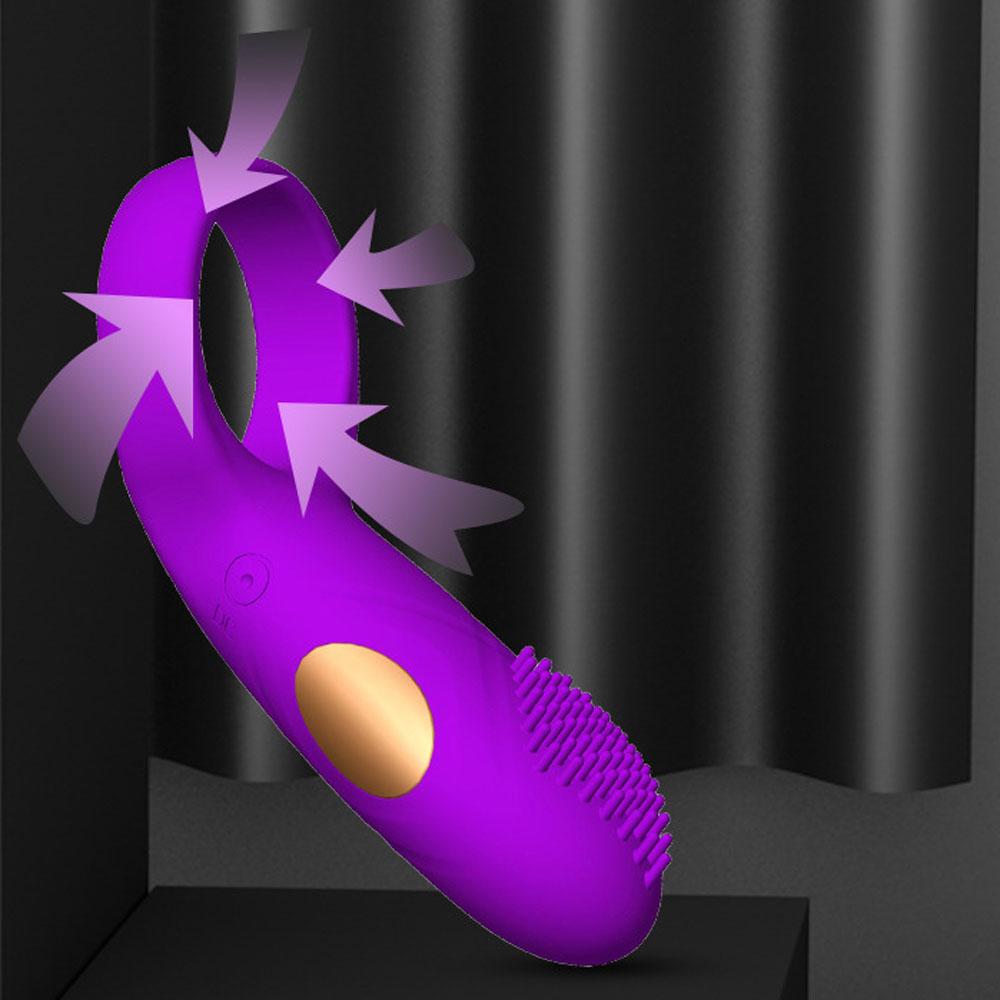 Time Delay Vibrating Ring with Massager Brush Silicone Sex Toys Quiet USB Charged Penis Vibrator Rings 12 Speeds