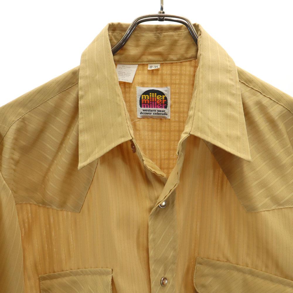 Miller Винтажная рубашка в полоску с длинным рукавом в западном стиле 70-х годов, сделано в США, 17-35, мужская, б/у