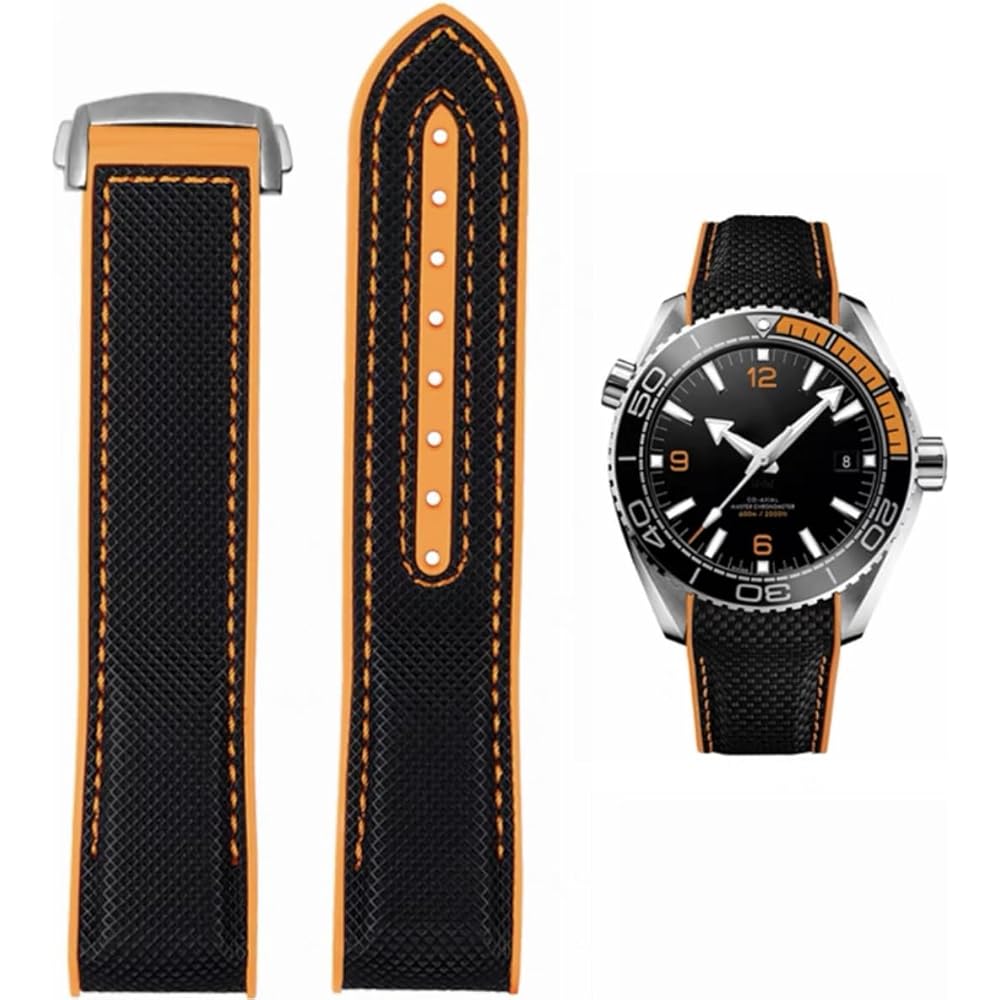 [Nywing] Ремешок для часов 20 мм 22 мм Ремень Omega Seamaster Ремешок Omega Силикон+Холст Резиновый ремешок Водо...