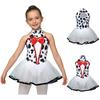 Vestido Tutu de Dálmata para Meninas Sem Mangas Lantejoulas Laço Recorte nas Costas Malha Vestido Bufante Botões de Pressão na Entreperna Calcinha Embutida