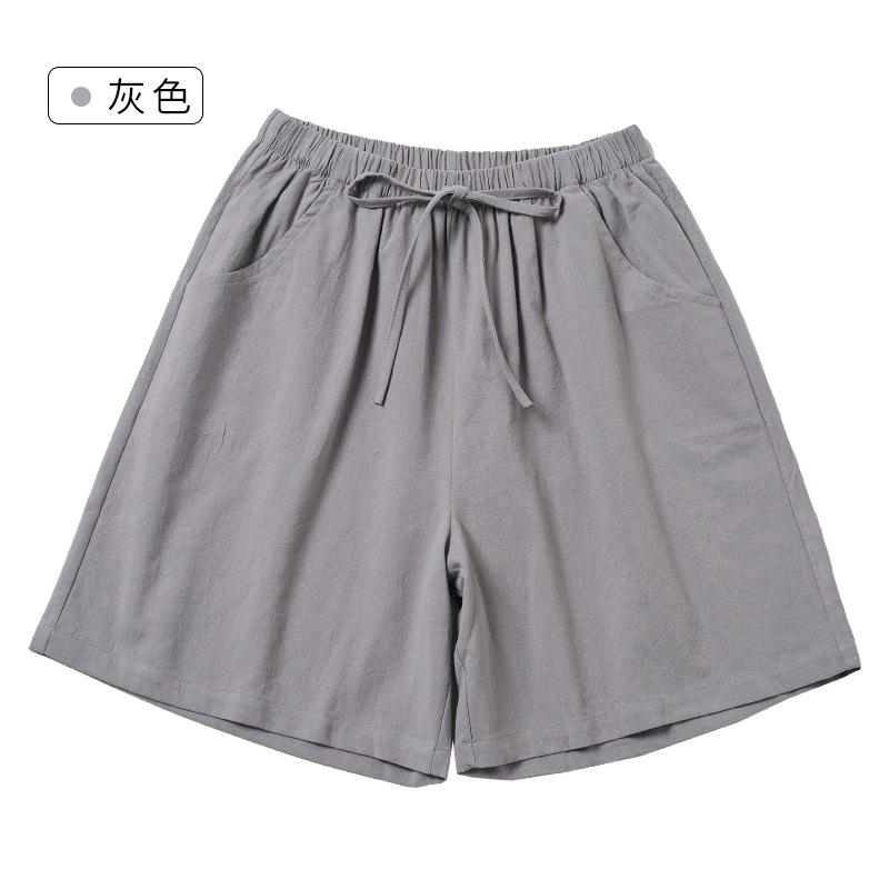 Spring and Summer New Cotton and Linen Shorts Women's Outer Wear Thin A- Shown Wide Leg High Waist Slimming Plus Size Loose Casual Shorts for Women