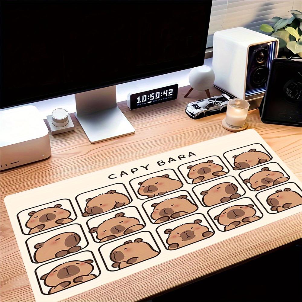 Large Multi-Size Non-Slip Rubber Base Capybara, Cute, Expressions Mouse Pad, Stitched Edges Keyboard Desk Mat for School, Office, Home, Gift