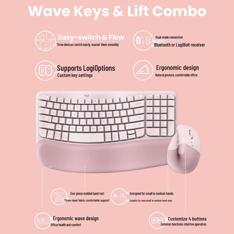 Logitech Wave Combo Wireless Ergonomic Keyboard and Mouse Set