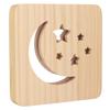 Деревянный 3D светодиодный светильник с рисунком луны и звезд, защита глаз, USB-блок питания, теплый белый ночник f