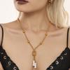 Women's Knot Pendant Necklace In Stainless Steel With Rhinestone Tassel 18k Gold Plated Non Tarnish Matinee Necklaces For Women