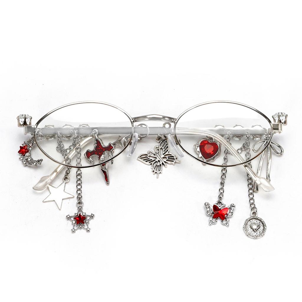 Модные Милые Крутые Острые Очки для Девушек Sakura Fashion Star Бриллиантовые Маленькая Оправа Эллиптические Очки для Женщин Очки