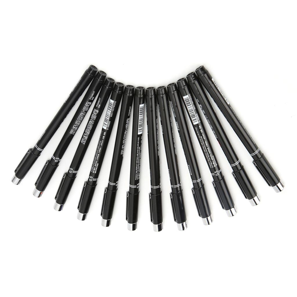 12 шт. Ручка для рисования линий, пишет гладко, хорошо водостойкая, не выцветает, не оставляет пятен, не кровоточит, тонкие ручки для