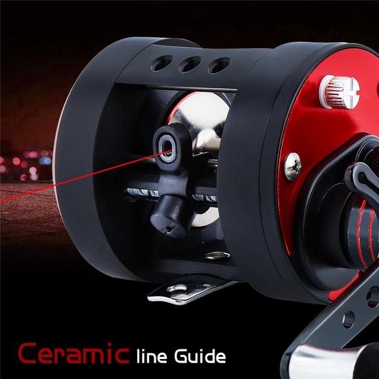 Baitcasting Reel 5.6:1 Round Fishing Reel Trolling Boat Fishing Molinete Left/Right Hand Black Pesca