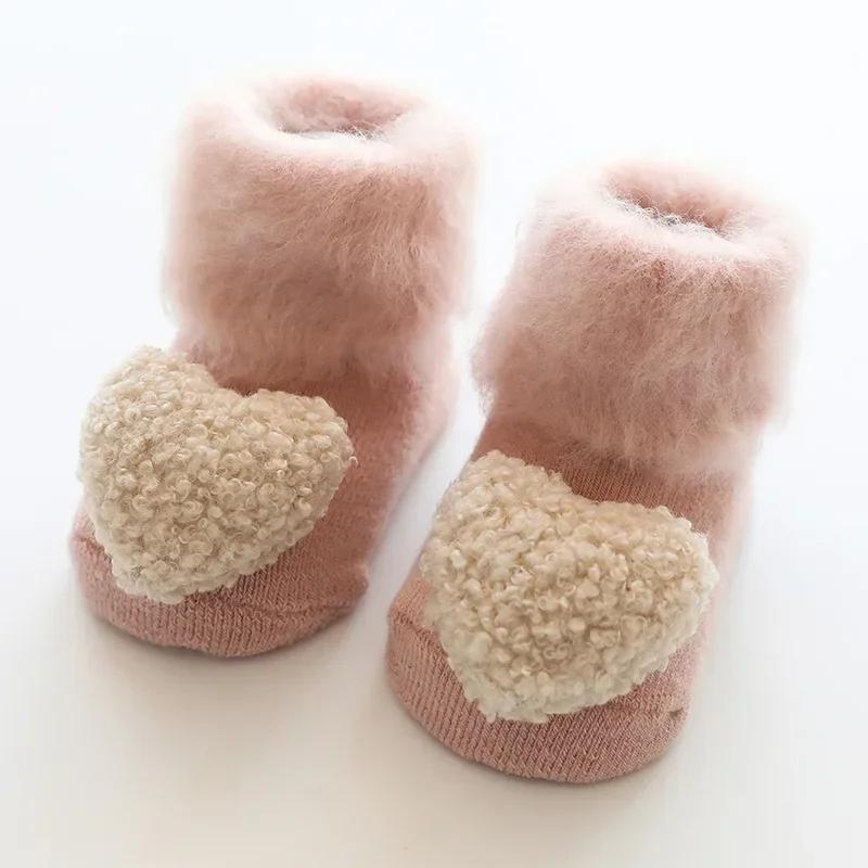 Autumn Winter Velvet Thickening Plush Keep Warm Cute Baby Socks for Girls Boys Toddler Newborn Anti Slip Home Floor Stockings