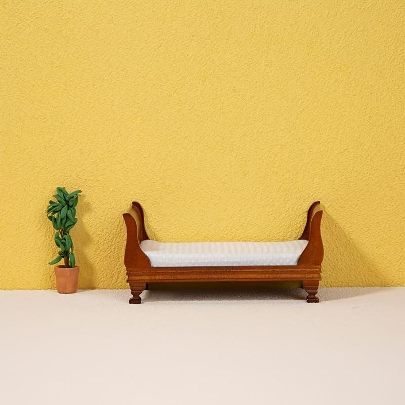 Миниатюрная модель деревянной кровати масштаба 1/12 - DIY миниатюрный реквизит для фотосъемки - Сезонный декор - Идеальный подарок