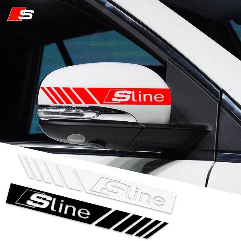 2PCS Car Styling Rearview Mirror Decoration Sticker Emblems for q2 Sline A3 A4 B8 8P 8V B6 A5 A6 C7 Q5 B9 B7 C6 A1 Accessories
