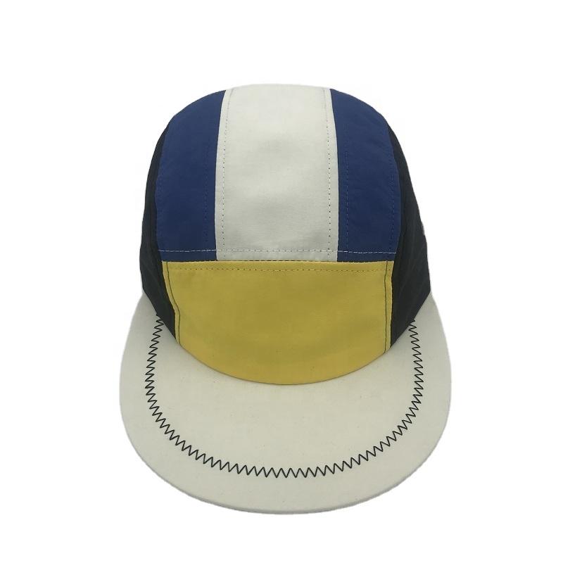 Flat Brim Contrast Color Running Sports Cap Hat Custom logo 7 Panel Nylon Plain Cycling Snapback Sports Caps