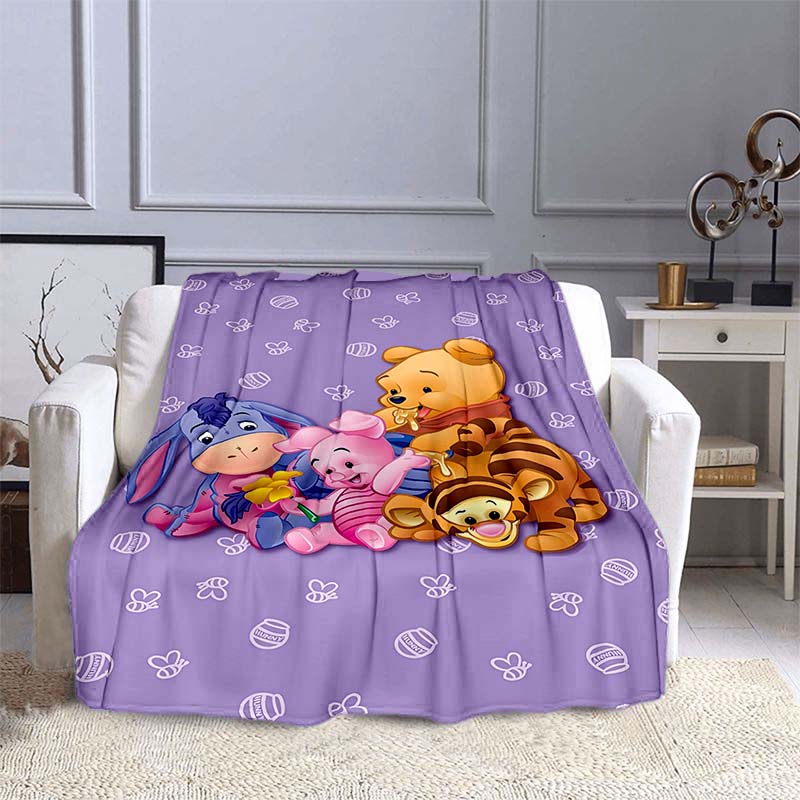 1PC Disney Winnie The Pooh Pattern Blanket Warm Soft Fluffy Kids and Adult Sofa Bed Throw Blanket Outdoor Travel Camping RV