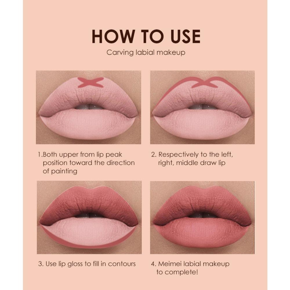 Langmanni Новый набор блесков для губ Matte Velvet Mist, 6 красных костюмов с глазурью для губ