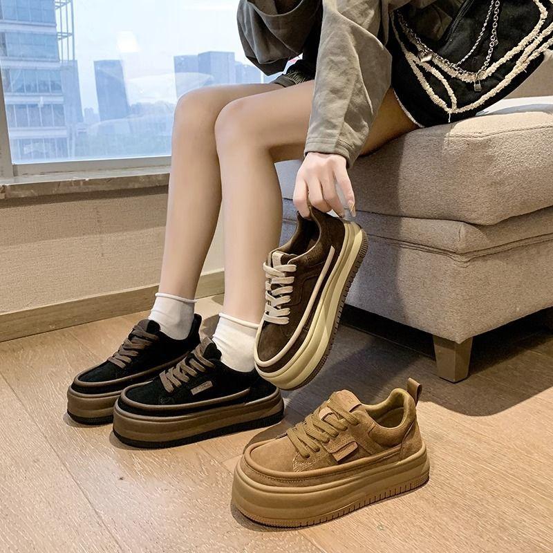 Туфли на платформе белые женские ретро осенние новые повседневные туфли Ins All-Matching Muffin Sneakers