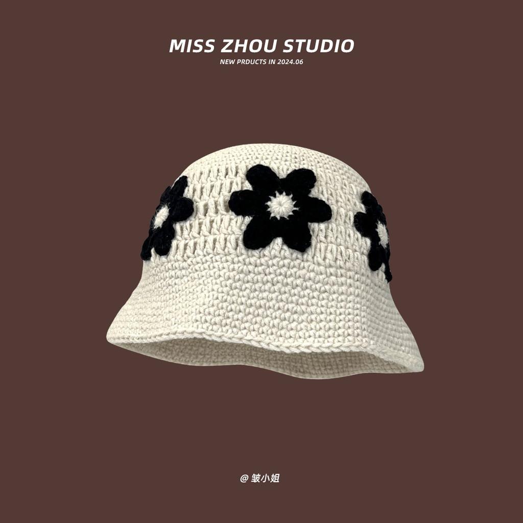 Винтажная очаровательная вязаная панама с цветочным узором для женщин, идеально подходящая для уютных осенних и зимних дней