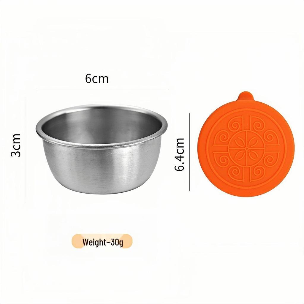 50/70ML Stainless Steel Sauce Cup with Silicone Lid - Leak-Proof Seasoning and Dipping Container