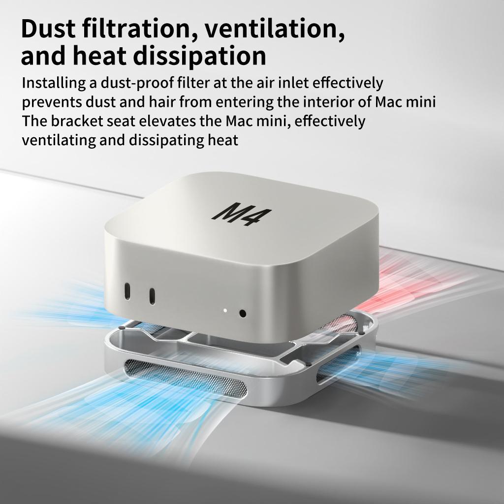 Desktop Stand Computer Riser Dustproof Base Heat Dissipation Bracket Aluminum Alloy Cooling Holder Dock for Mac mini M4/M4 Pro