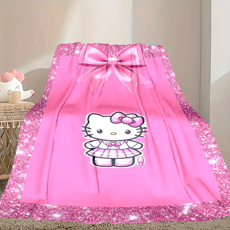 Hello Kitty Pattern Blanket, Cozy Blanket for All-Season Comfort on Sofas, Beds, Office, Car, Camping and Travel