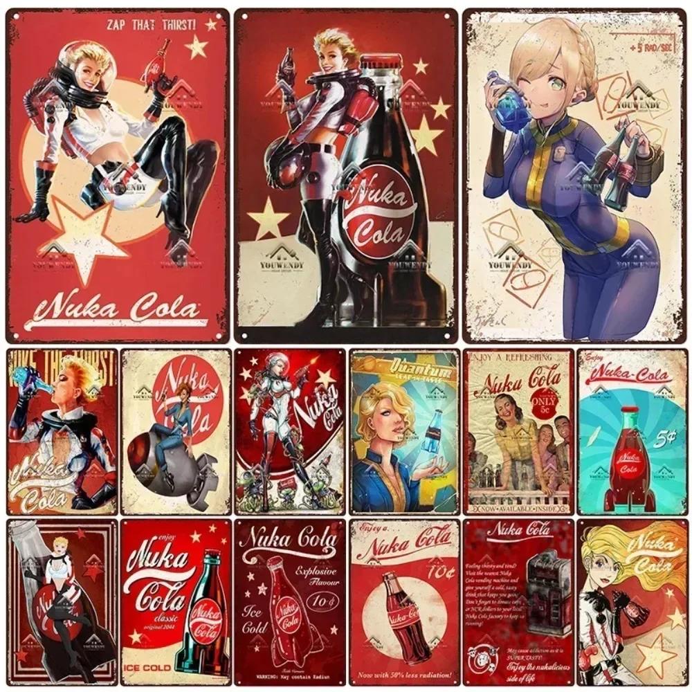 Металлическая табличка с постерами напитка Nuka Cola - Идеальный декор для стены паба, игровых зон, ретро-игровой тематики, металлическое искусство