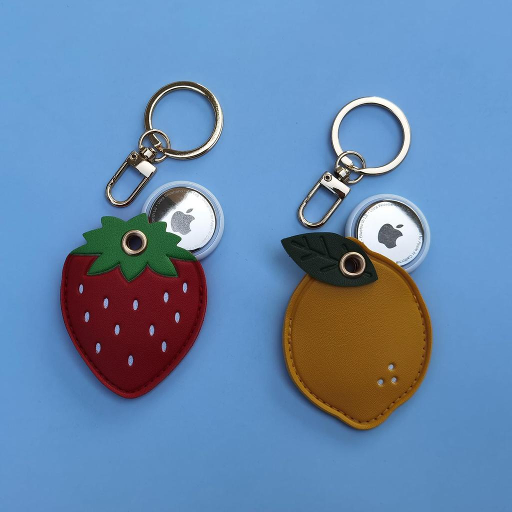 Чехол AirTag Keychain Брелок для ключей Клубника Лимон Милая Клубника Фрукты Кожа Полная защита Ударопрочный Легкий Тонкий [ПОДОБРЕТЬ]