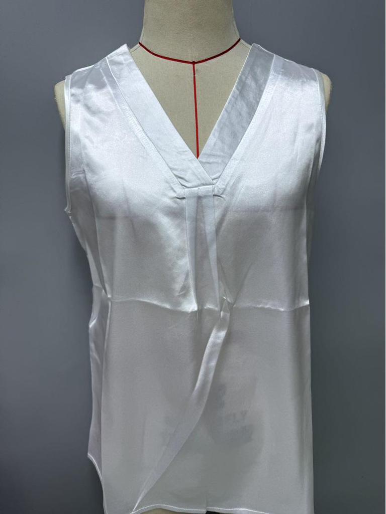 SHEIN Women's Imitation Silk V-Neck Sleeveless Satin Shirt - Spring/Autumn Style