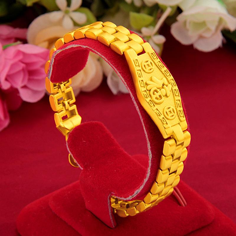 Браслеты из чистого 18-каратного желтого золота 999 пробы для женщин и мужчин, классические свадебные часы, браслеты-цепочки, рождественские подарки, ювелирные изделия, никогда не выцветают