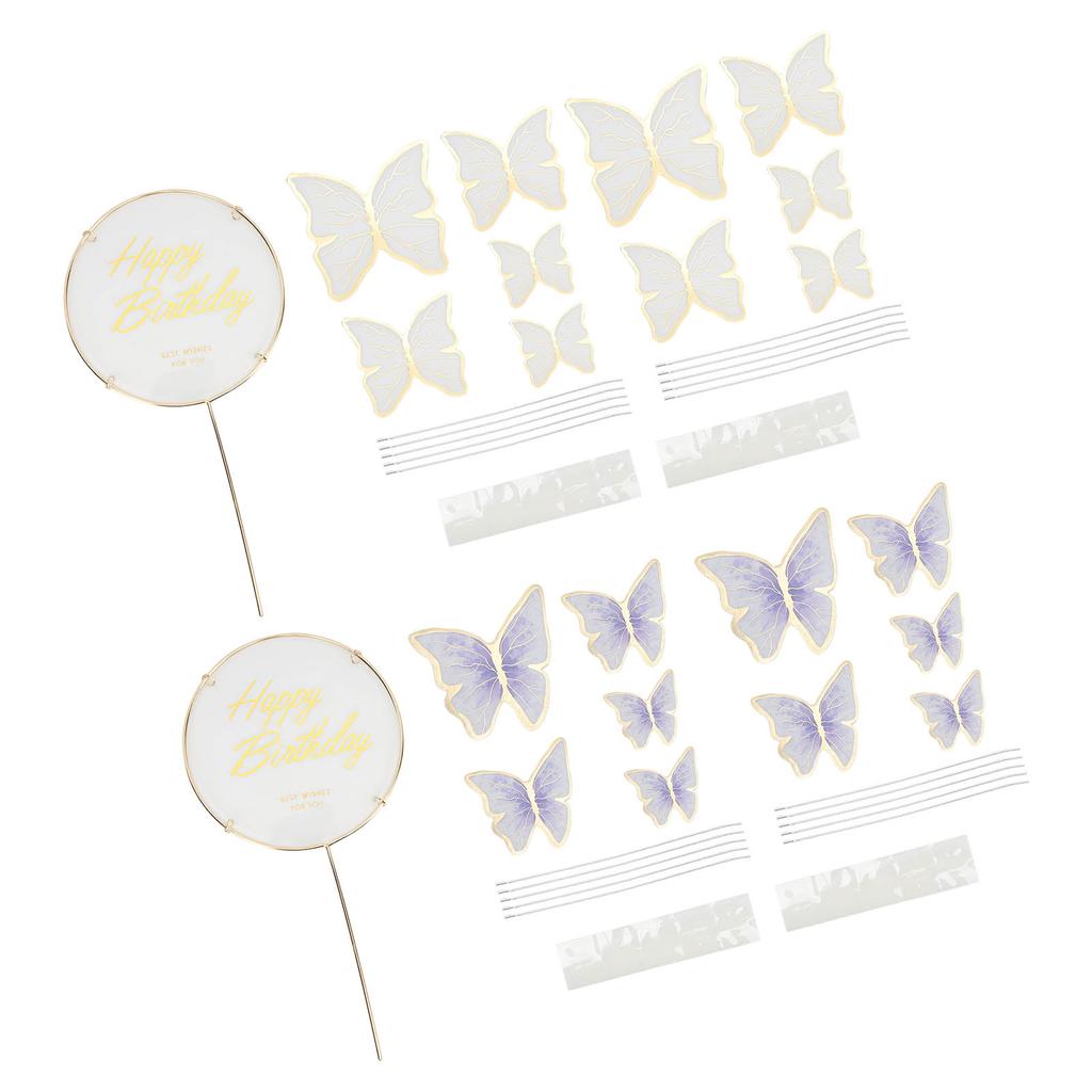 3 Sets Cake Insert 3D Color Cake Insert Card Cupcake Topper Birthday Wedding Par