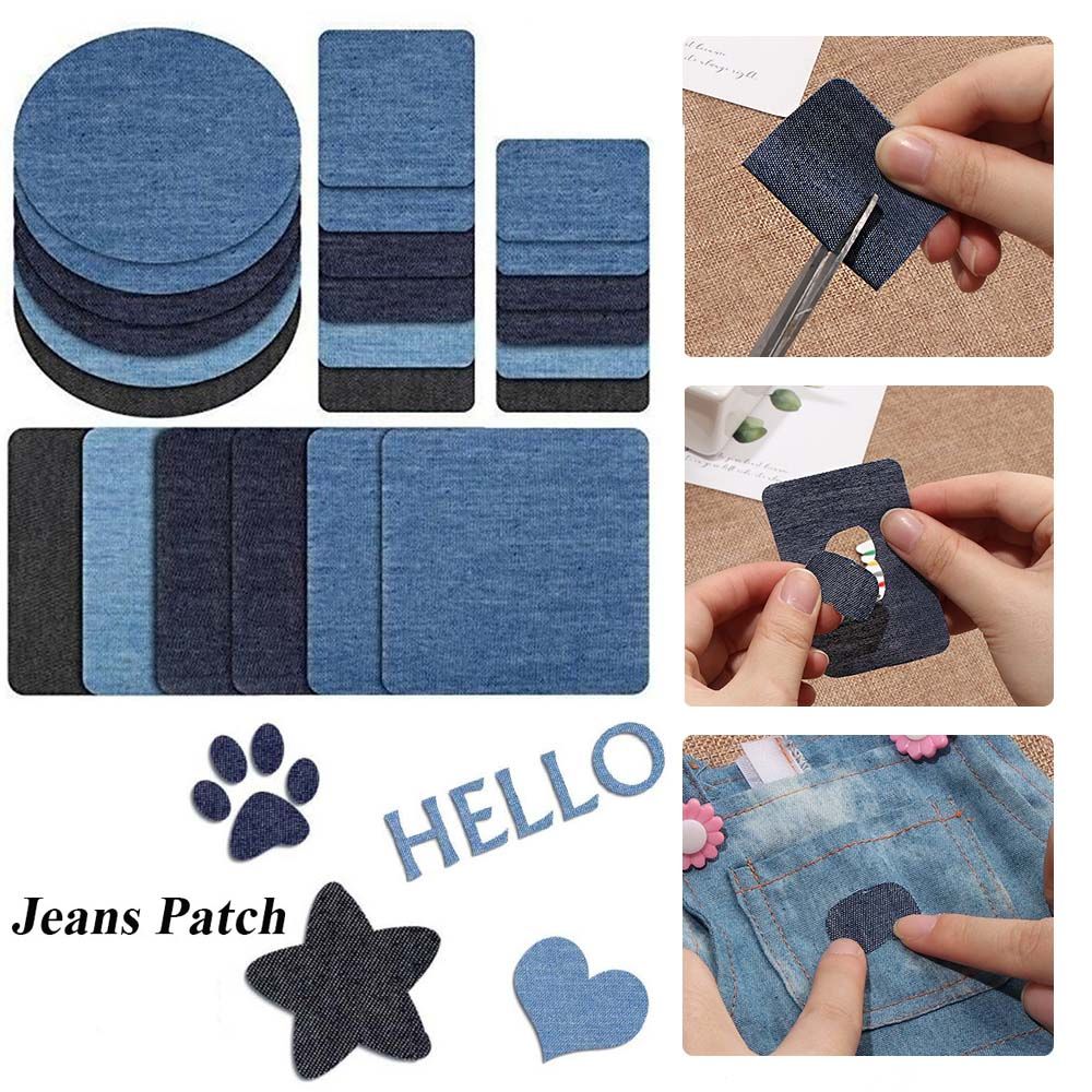 4Pcs New Applique Pants Knee Elbow Jeans DIY Iron-on Fabric Patch