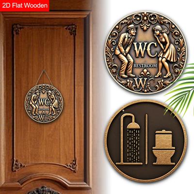 Ретро Деревянный Туалетный Знак - Уникальная Декоративная Табличка для Ванной Комнаты - Идеальное Подвесное Украшение для Декора Стен