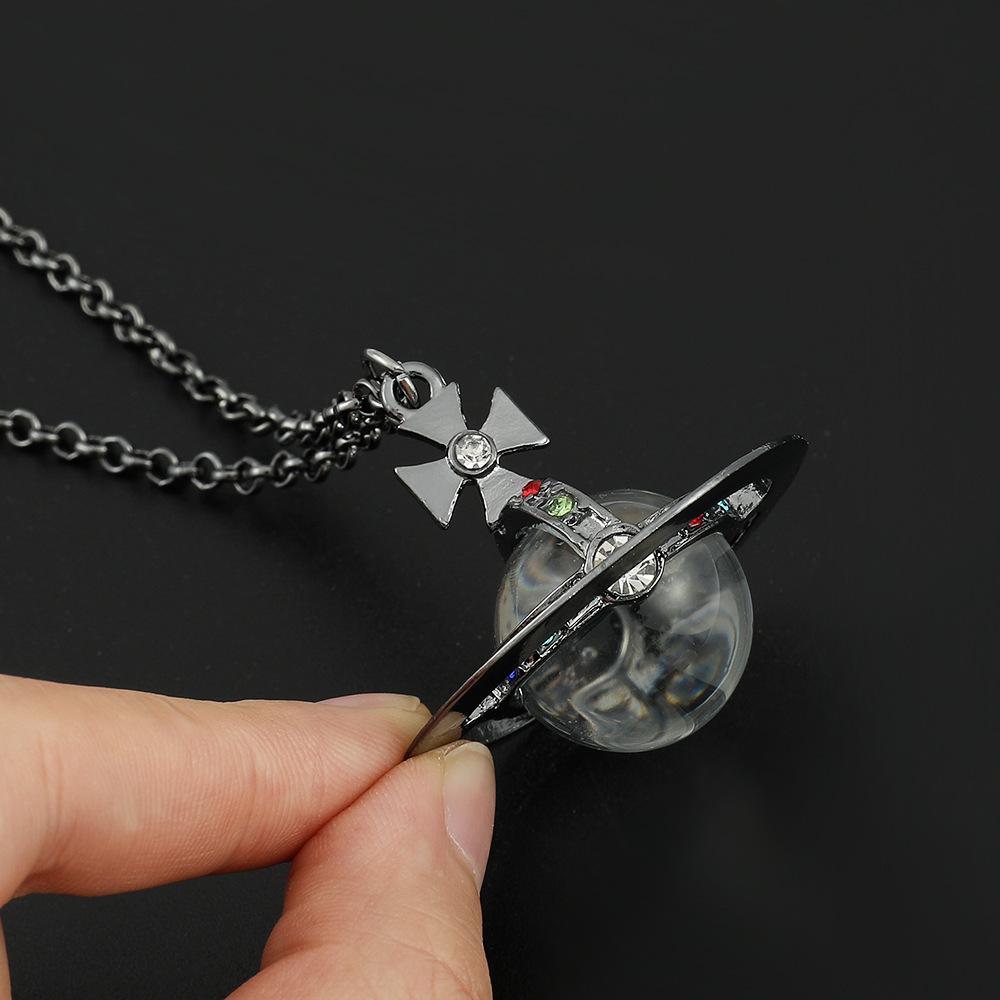 Same Necklace Three-dimensional Saturn Rhinestone Resin Ball Chain Necklace Pendant Fashion