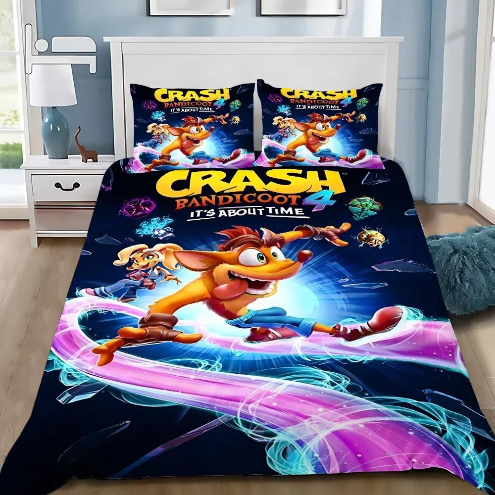 Мультяшный пододеяльник наволочка комплект постельного белья Crashs Bandicoots взрослый мальчик девочка украшение спальни детский односпальный двуспальный большой размер
