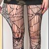 Хэллоуин Женские Сексуальные Готические Колготки в Сетку Череп Паук Ажурный Узор Сетчатые Чулки Черные Колготки с Ластовицей
