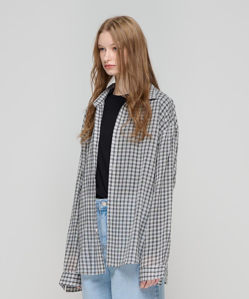 CARGOBROS FOR WOMAN Seersucker Cotton Check Shirt (White)