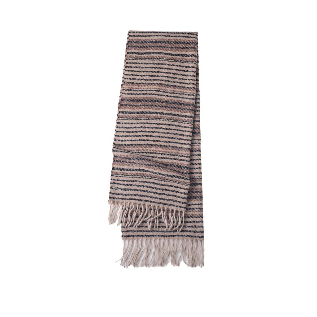 Korean Retro Striped Imitation Cashmere Scarf for Women