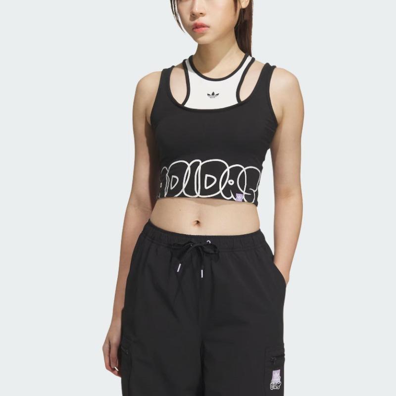 adidas Женский двуслойный топ с принтом Originals Черный JN1676