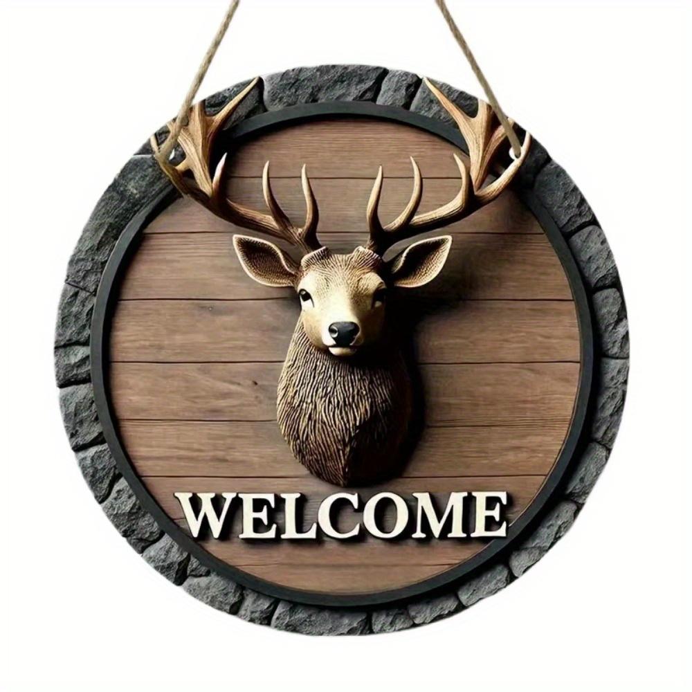 1 шт. 2d плоский деревенский стиль приветственный круглый деревянный знак - 20 см, животная тематика, подходит для домашнего зала, сада, бара, кафе, двери, украшения забора, подарка