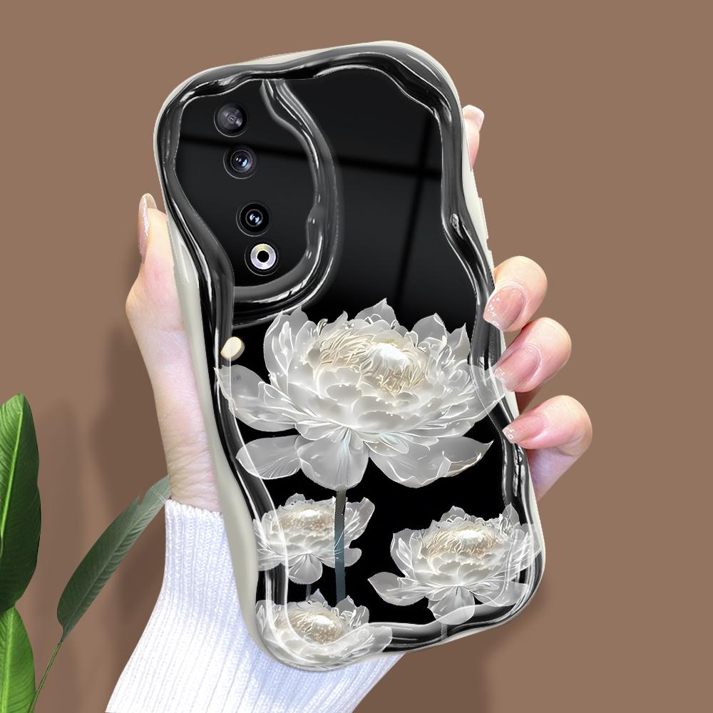 Cute Cartoon Pattern Cream Texture Casing Wavy Edge Soft Silicone Cover Phone Case for Huawei Honor Infinix Tecno iPhone